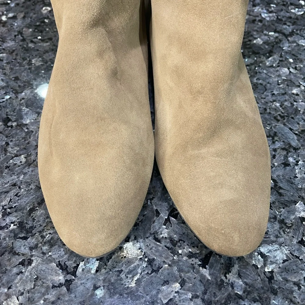 White Mountain Franklin Tan Suede Lace-Up Mid Calf Boots Size 10 - Picture 6 of 9